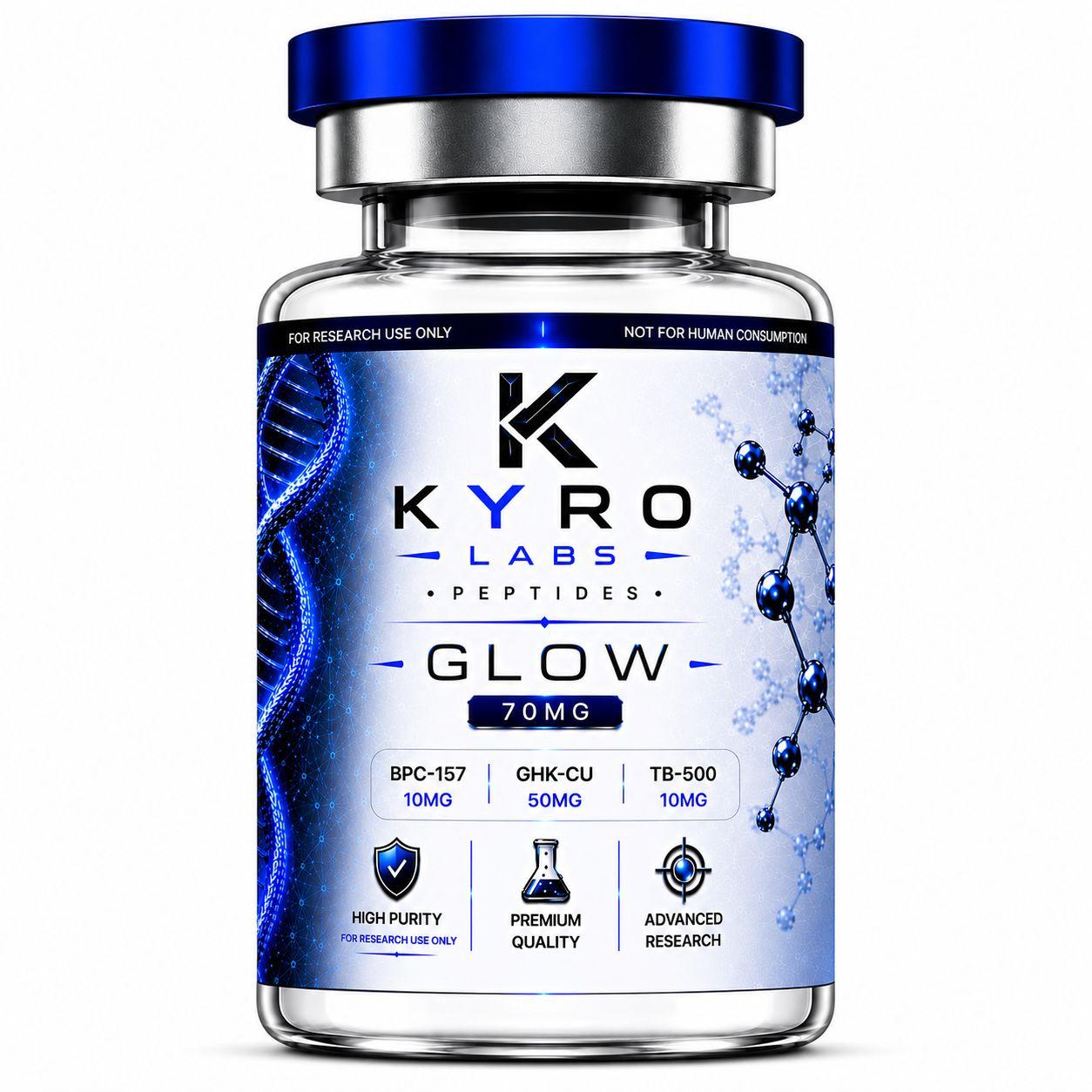 GLOW 70mg (BPC-157 10mg + GHK-Cu 50mg + TB-500 10mg) vial, KyroLabs Peptides
