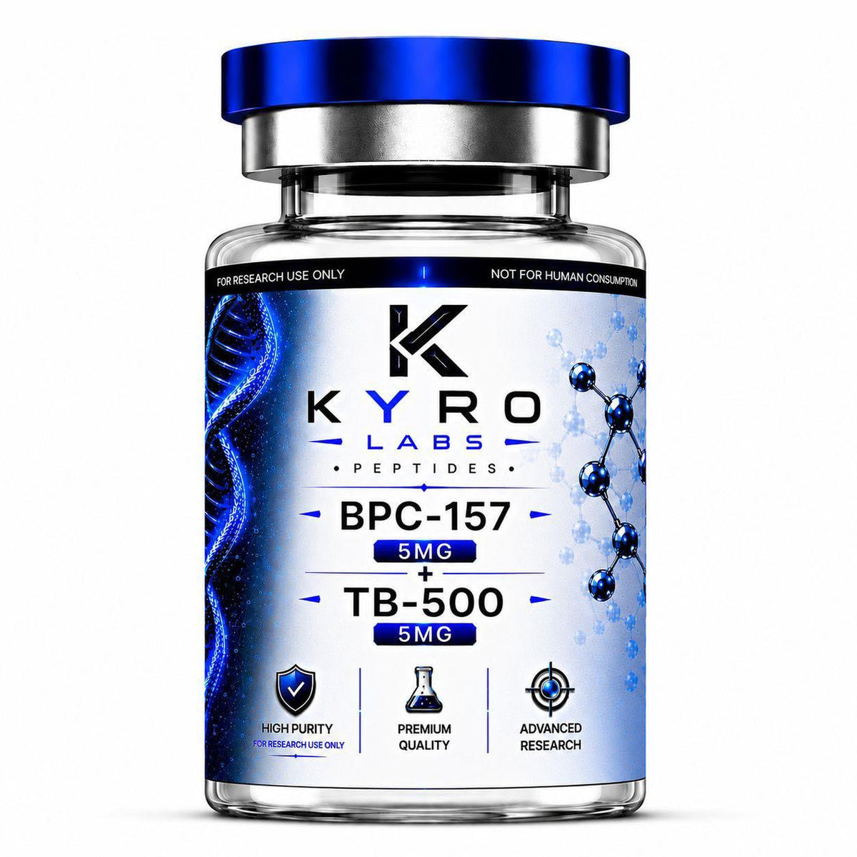 KyroLabs Peptides BPC-157 5mg plus TB-500 5mg blend research vial, for research use only
