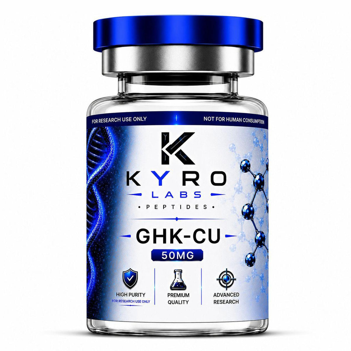 KyroLabs Peptides GHK-Cu 50mg research vial, for research use only