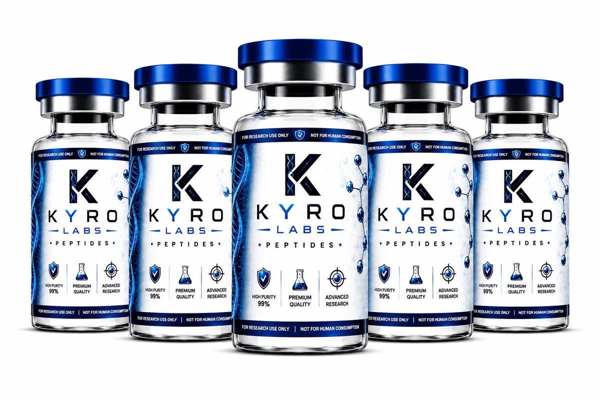 KyroLabs Peptides research vials, for research use only, not for human consumption