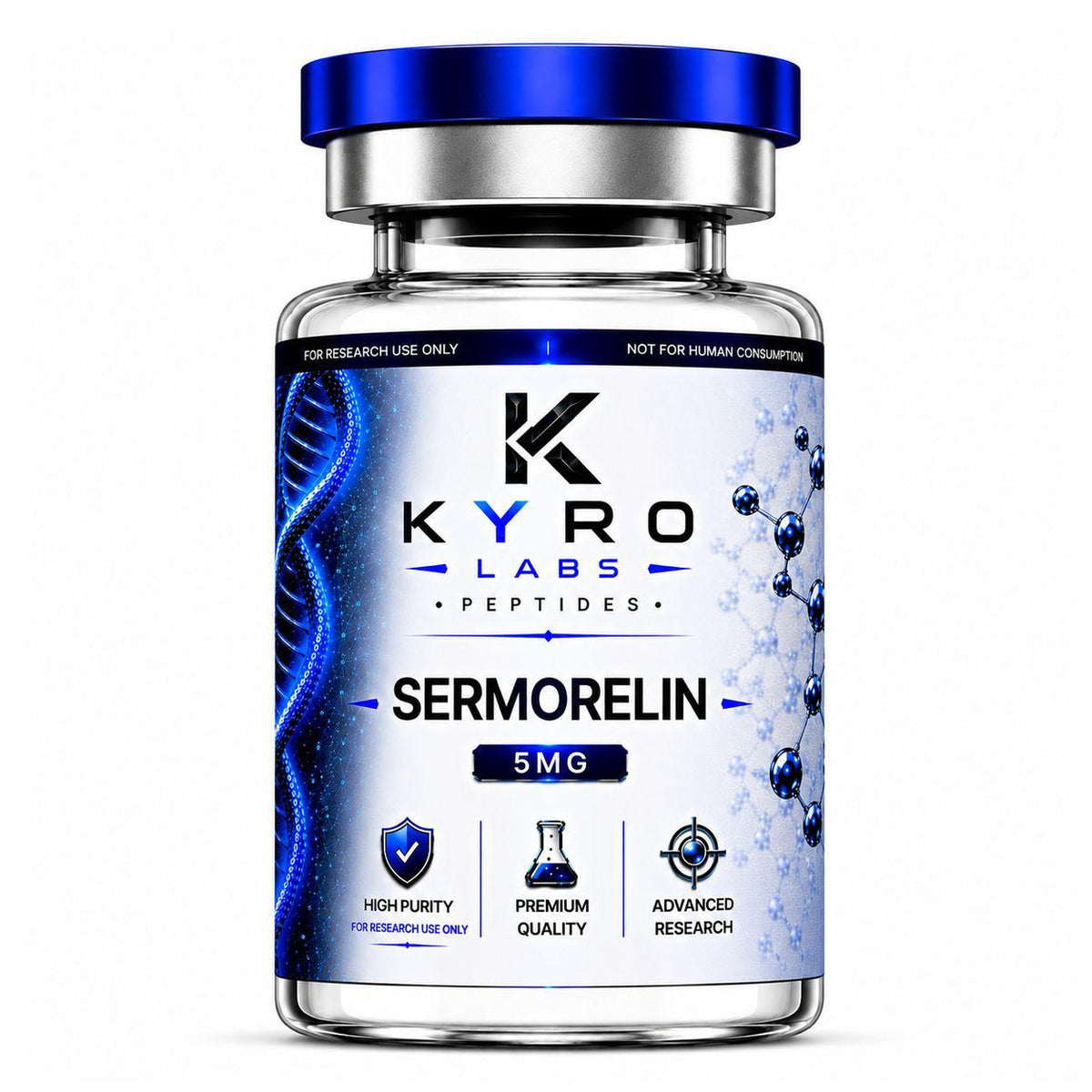 KyroLabs Peptides Sermorelin Ace 5mg research vial, for research use only